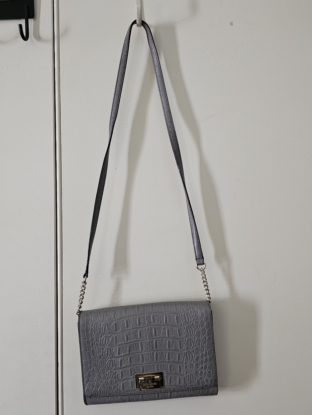 Kare Spade New York Gray Faux Crocodile Leather Shoulder Bag